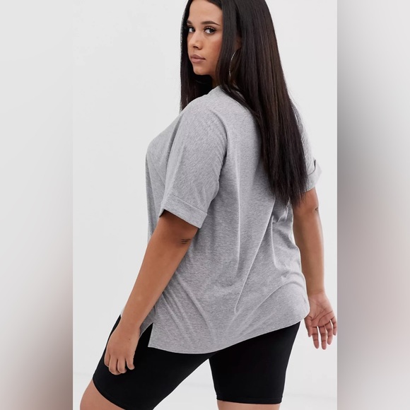 ASOS design curve oversized boyfriend tshirt with roll sleeves in gray marl - Picture 4 of 9